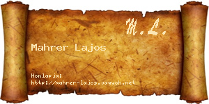 Mahrer Lajos névjegykártya